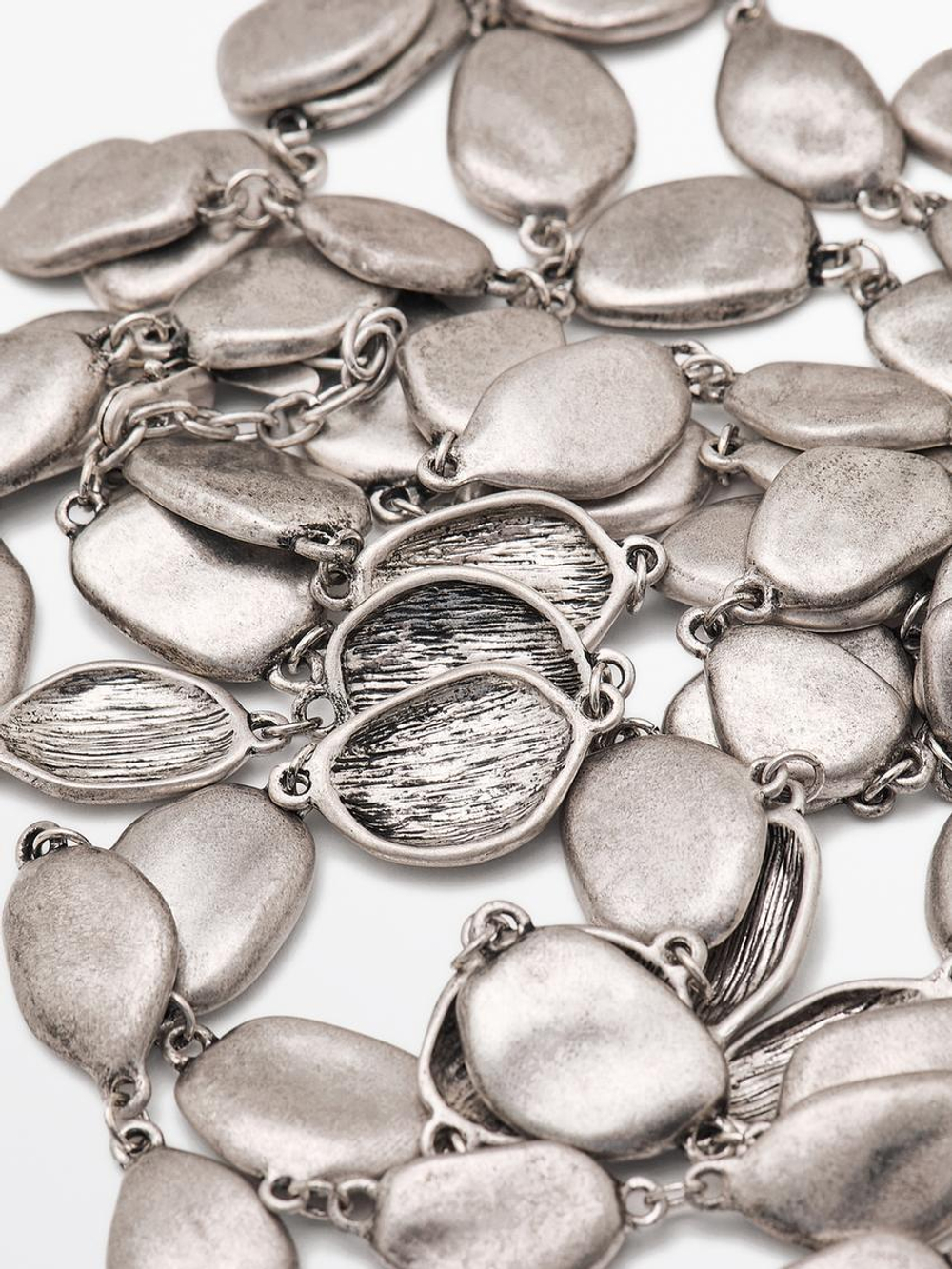 Massimo Dutti Ожерелье с эффектом каскада, серебряный