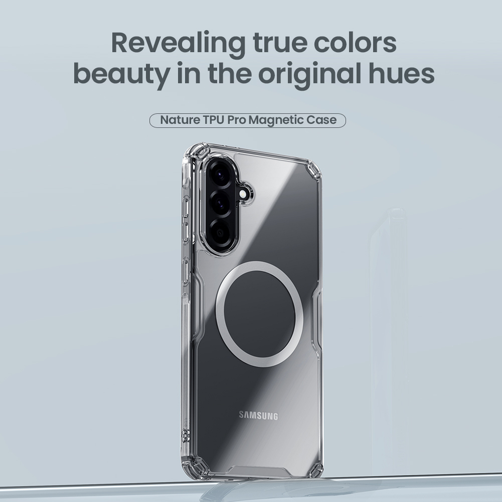 Прозрачный чехол от Nillkin для Samsung Galaxy A56 5G, c встроенным круглым магнитом, серия Nature TPU Pro Magnetic Case
