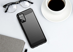 Мягкий защитный чехол в стиле карбон на Samsung Galaxy A02S, серия Carbon от Caseport