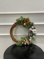 Мастер-класс РОЖДЕСТВЕНСКИЙ ВЕНОК на плетеной основе