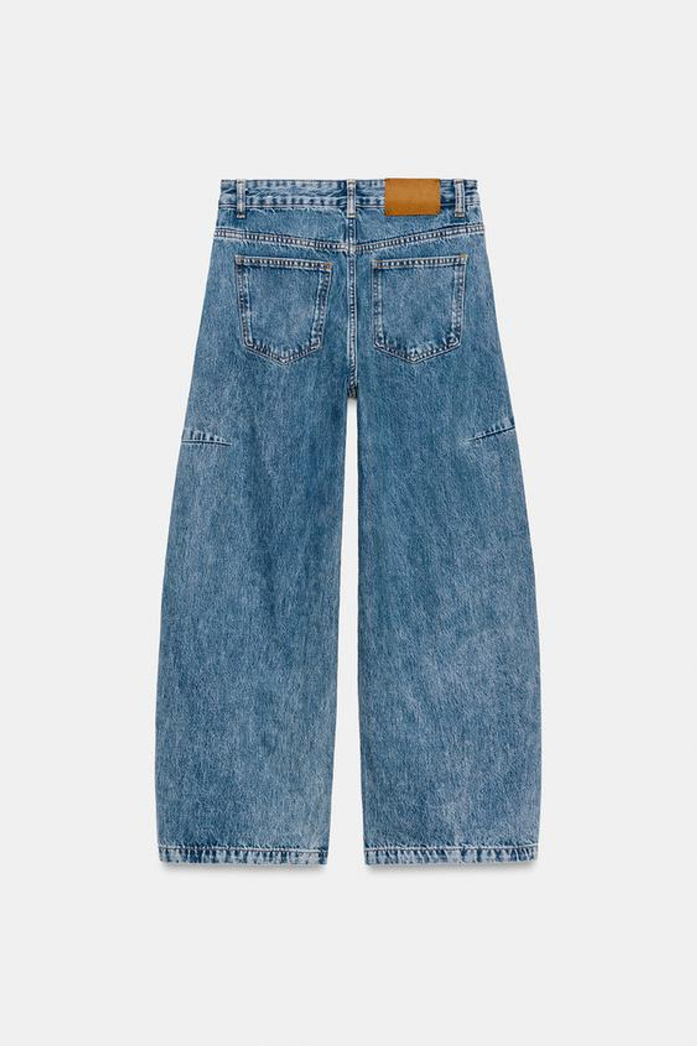ZARA ДЖИНСЫ ZW COLLECTION ANKLE BALLOON СО СРЕДНЕЙ ПОСАДКОЙ, ВЫЦВЕТШИЙ СИНИЙ