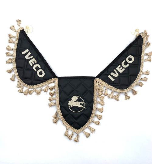 Вымпел тройной Iveco (экокожа, черный с бежевой вышивкой)