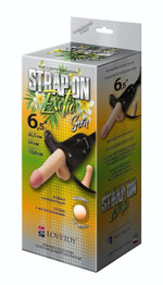 Пояс-трусики с 2 насадками Exotic-Sara - 16,5 см. (Цвет: телесный с черным)