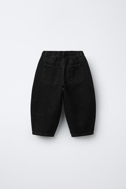 ZARA ДЖИНСОВЫЕ БРЮКИ-БАНАНЫ, ЧЕРНЫЙ