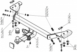 Фаркоп Motodor Haval F7, F7x 2024- (оцинк. Шар) арт.93120-E