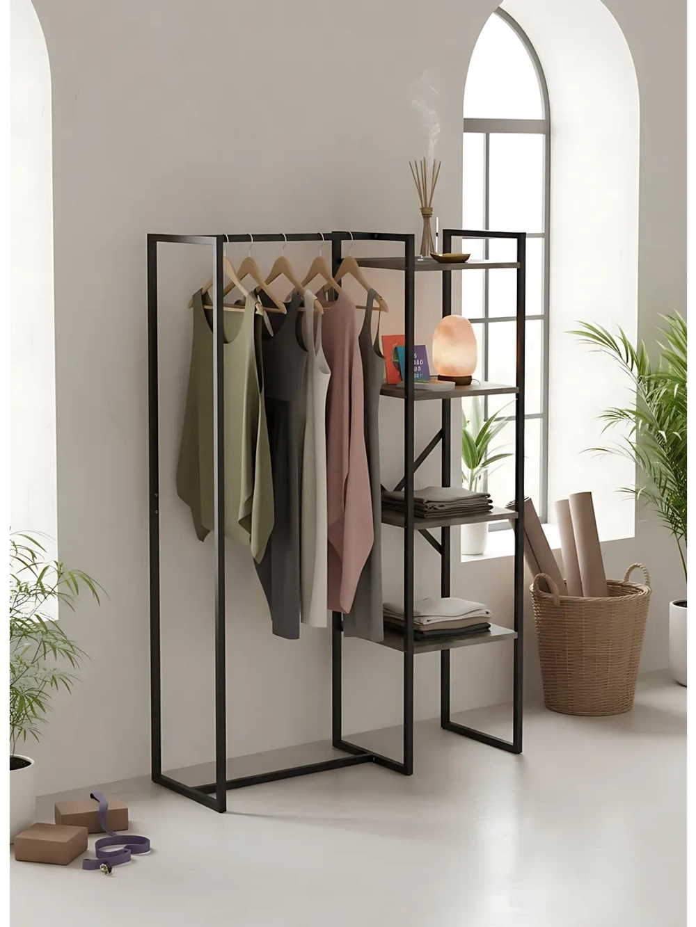 Вешалка напольная для одежды с полками LUCID