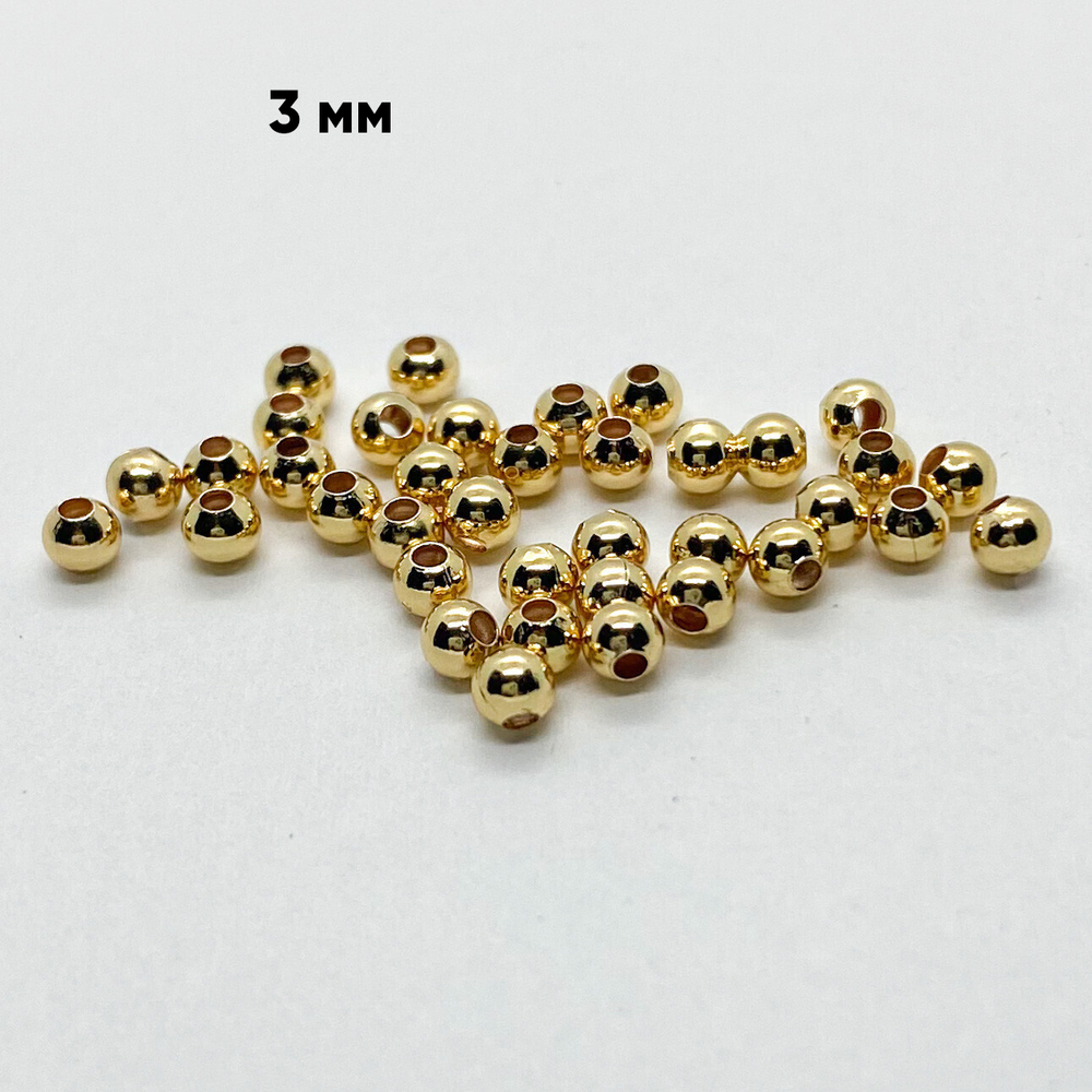 Бусина, цвет золото, размер 3 мм, цена за 2 грамма (около 45 шт)