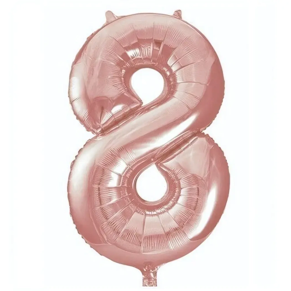 Шар фольгированный 32'/81см «Цифра 8» (розовое золото)