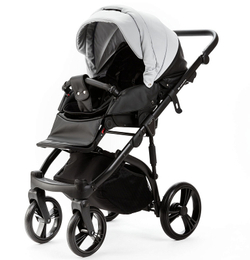 Детская коляска Adamex Lanti Deluxe 2 в 1 LN-SD107 (СВ.СЕР.КОЖА + ЧЕРН. КОЖА)