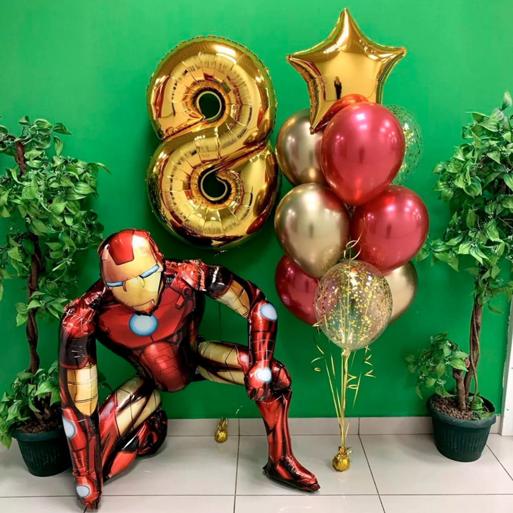 Композиция из шаров на 8 лет Железный человек