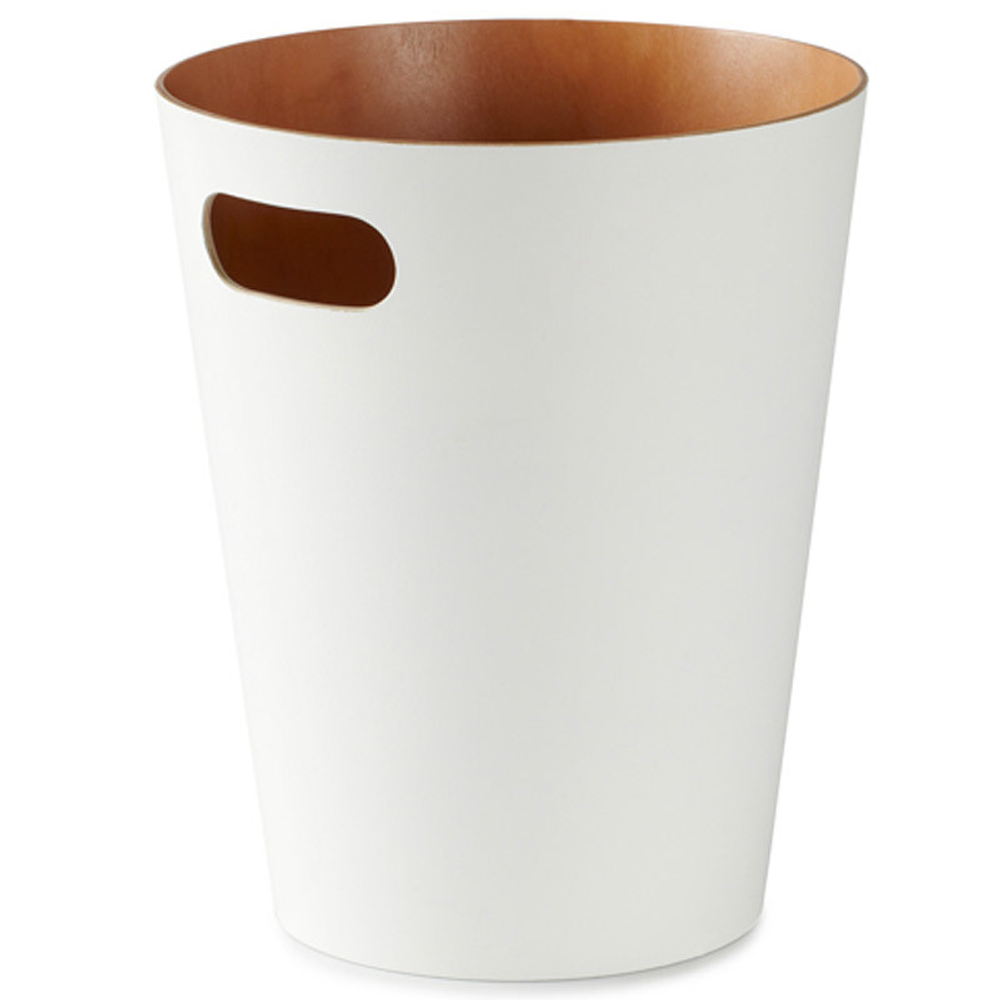 Корзина для мусора Woodrow белая-никель Umbra