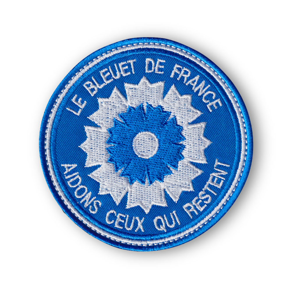 Нашивка ( Шеврон ) На Рукав Эмблема Le Bleuet De France С Надписью AIDONS CEUX QUI RESTENT / Василек | ATRIBUTICASTORE.RU