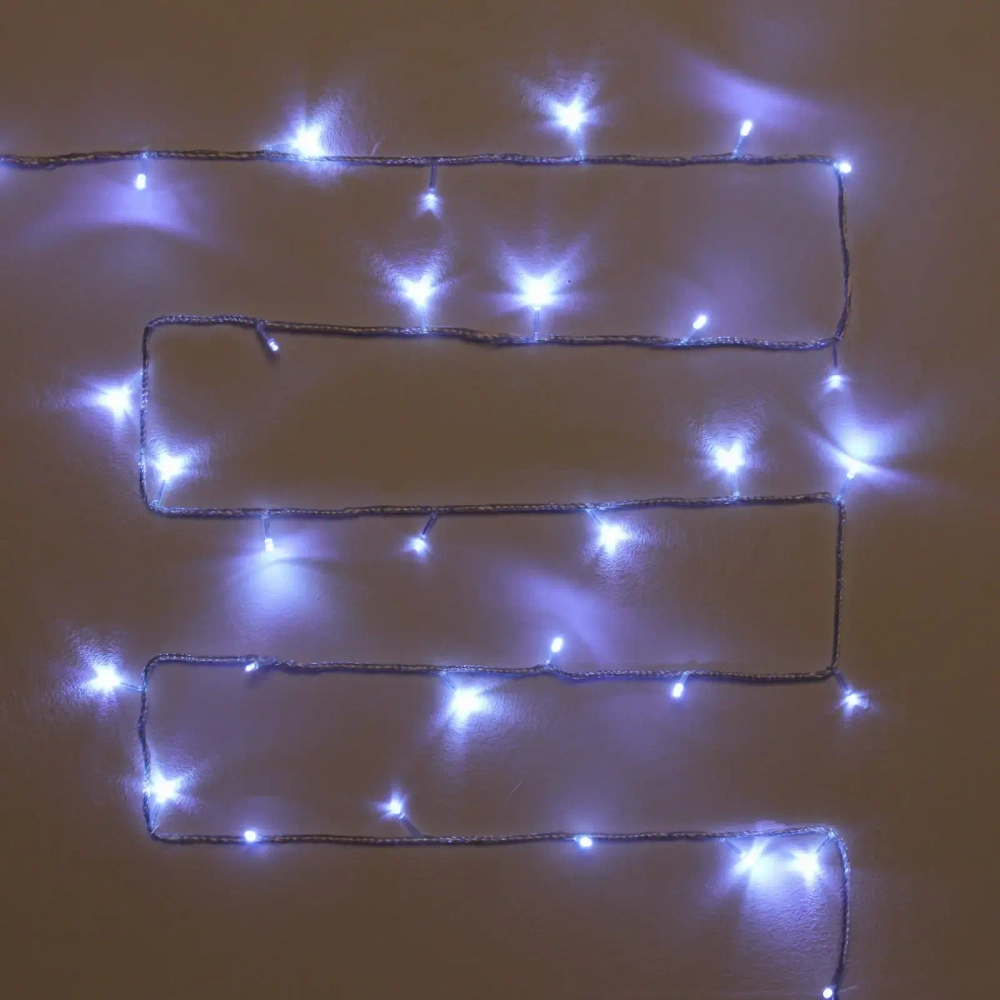 Гирлянда для дома «Водопад» нить 9,5м 100 ламп LED прозрач.пров, 8 реж,IP-20, Белый (возможность соединения)