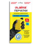 Перчатки МНОГОРАЗОВЫЕ латексные LAIMA, с ХЛОПКОВЫМ ВОЛОКНОМ, черные, размер XL (очень большой), вес 65 г