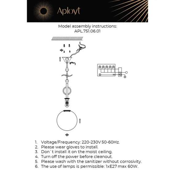 Светильник подвесной APL.751.06.01