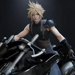 Cloud on a motorcycle - Final Fantasy