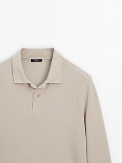 Massimo Dutti Поло с пуговицами, натуральный, кремовый