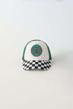 ZARA КЕПКА ДЛЯ КОСТЮМА ГОНЩИКА, ЗЕЛЕНЫЙ