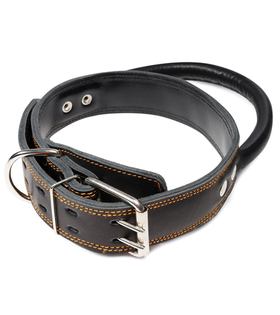 Ошейник двойной с круглой ручкой кожаный, 45*760мм, Gamma