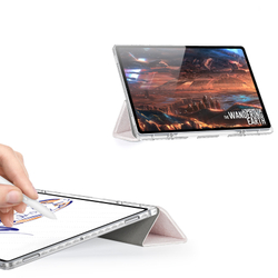 Чехол книжка розового цвета от Dux Ducis для Samsung Galaxy Tab S9 Ultra, Tab S10 Ultra и Tab S8 Ultra, серия Unid Series Case, с держателем стилуса и функцией автоматического перехода в спящий режим