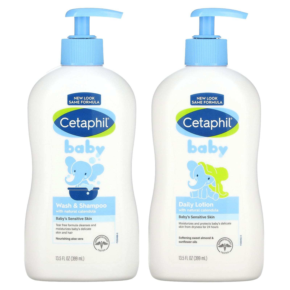 Cetaphil, Baby, набор основных средств для здоровой кожи, набор из 2 предметов, 399 мл (13,5 жидк. унц.)