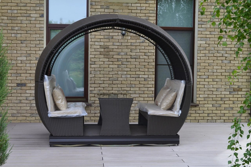 Маятниковые садовые качели Derong из ротанга, коричневый