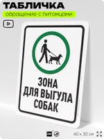 Табличка "Зона для выгула собак" на дверь и забор, для двора, дома, подъезда, 40х30 см, Silver Plane x Айдентика Технолоджи