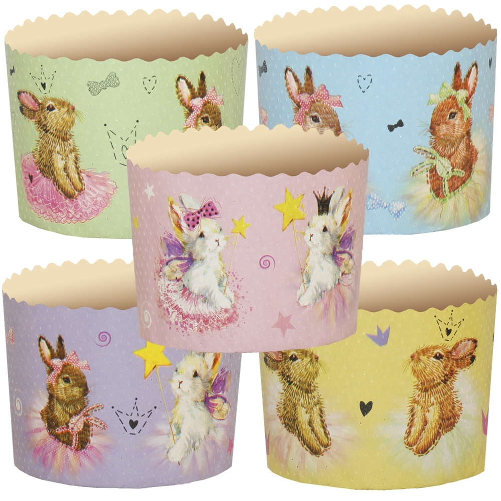 Форма бумажная для кулича d70*h85 мм ЗАЙЧИКИ (100 гр.)