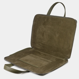 Сумка для документов и техники 13 - 14 из кожи теленка, зеленого цвета