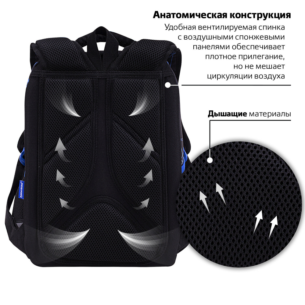 Ранец BRAUBERG LIGHT, 1 отделение, с брелоком, "Evil robot", 3D-панель, 36х26х13 см, 272028