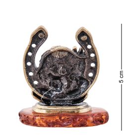 Народные промыслы AM-3963 Фигурка «Подкова для Дома» (латунь, янтарь)