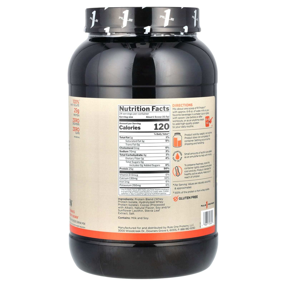Rule One Proteins, R1 протеиновая смесь для приготовления напитка, со вкусом темного шоколада, 780 г (1,72 фунта)
