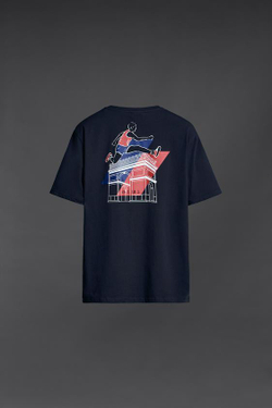 ZARA ФУТБОЛКА С ПРИНТОМ PARIS, МОРСКОЙ СИНИЙ