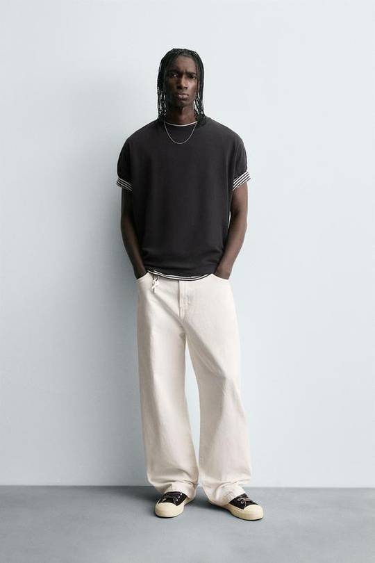 ZARA ДЖИНСЫ BALLOON FIT, БЕЛЫЙ