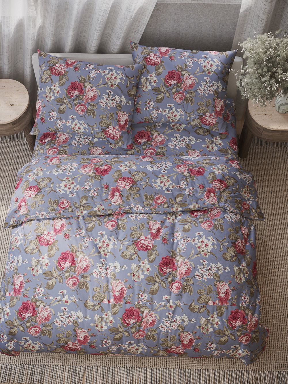 Наволочка комплект 2шт перкаль Сказка "Прохоровская роза" 30х30 см на молнии