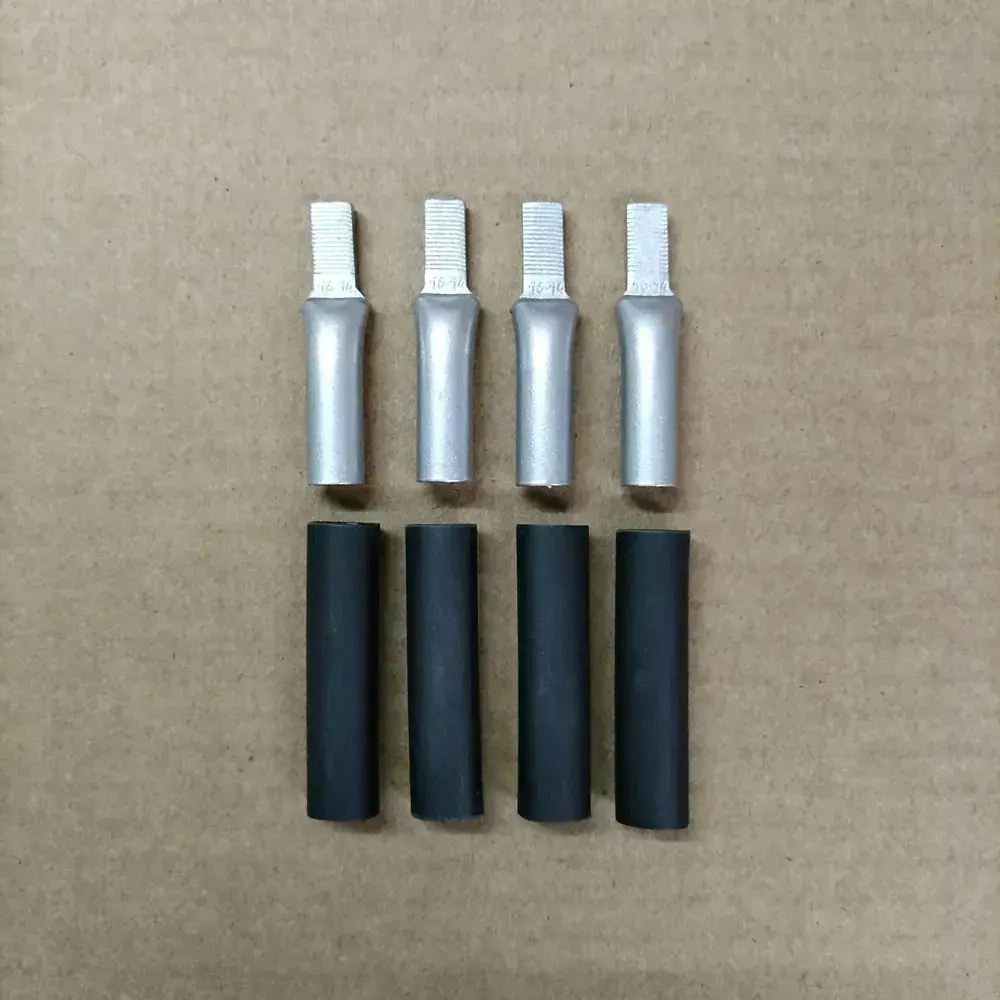 Наконечник штыревой алюминиевый плоский для СИП 16. Комплект из 4 шт с термоусадкой