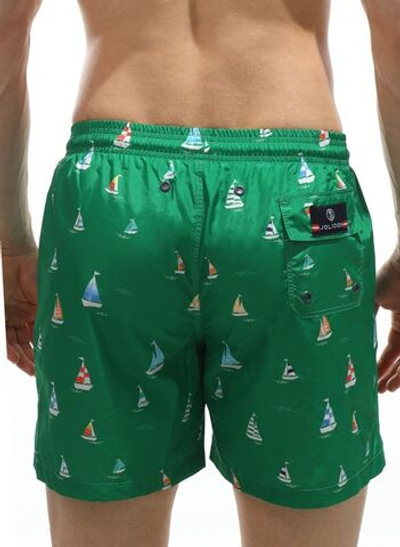 Зеленые пляжные шорты с принтом в виде парусников (Размер: XL) (Цвет: зеленый)