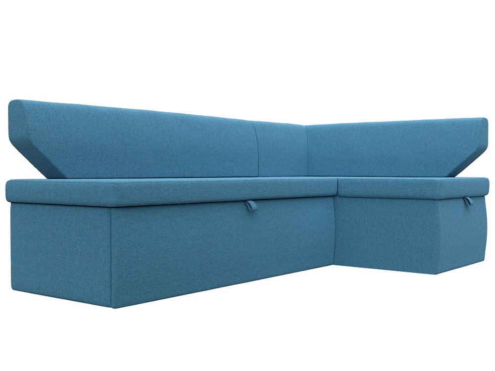 Диван кухонный угловой Омура правый угол, Амур 10 голубой, Рогожка, 125899