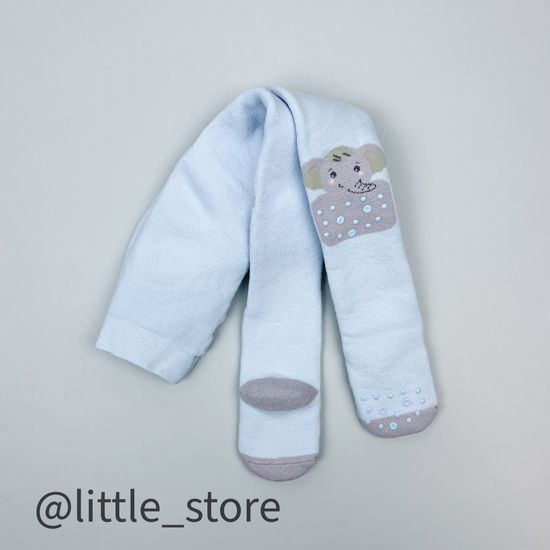 Колготки махровые "Зверек" со стоперами, Голубые