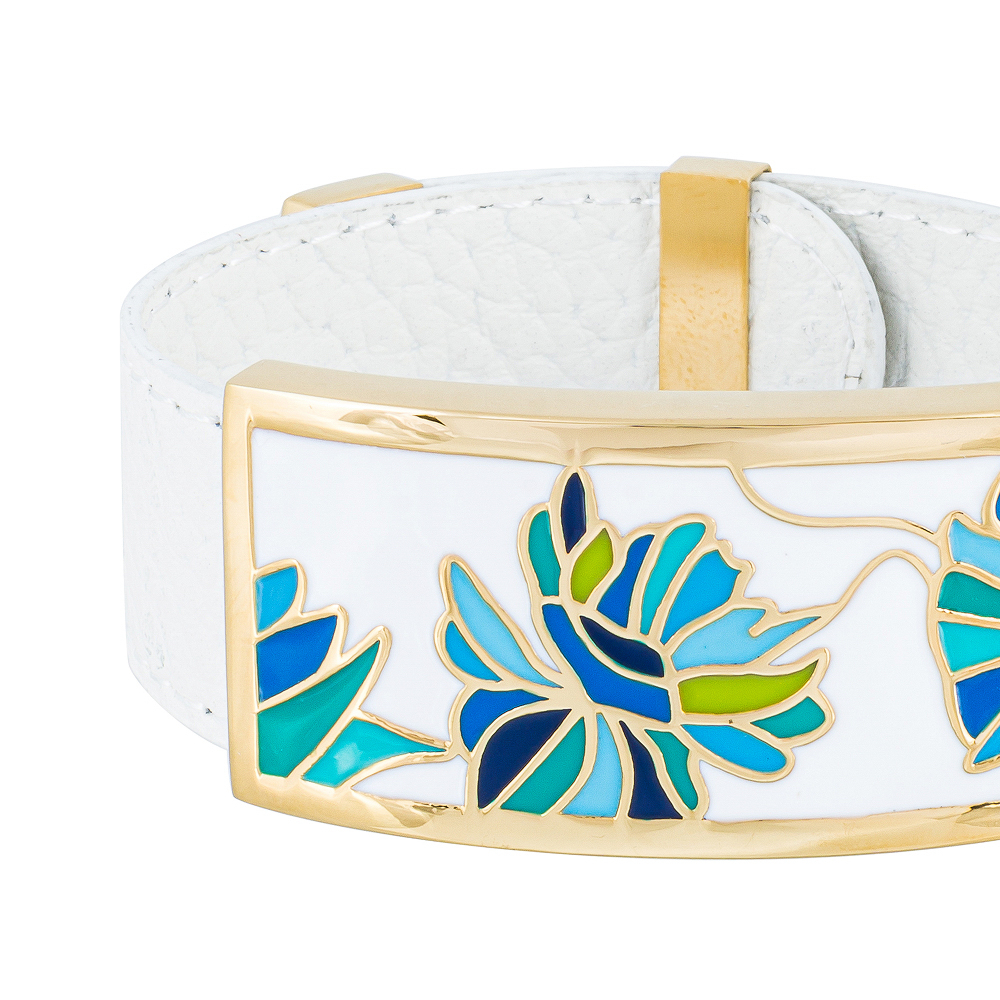 Браслет Fiore Luna на белом кожаном ремешке CB13599-1