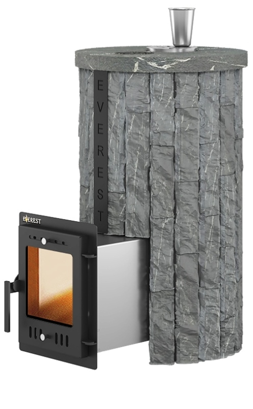 Печь для бани Эверест "Steam Master 24 INOX" Ламель Рваный камень, S-20