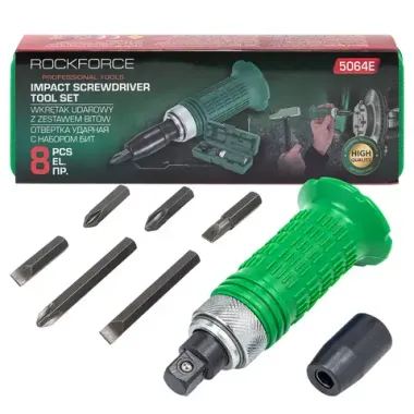 Отвертка ударная с набором бит, 8пр. RockFORCE RF-5064E
