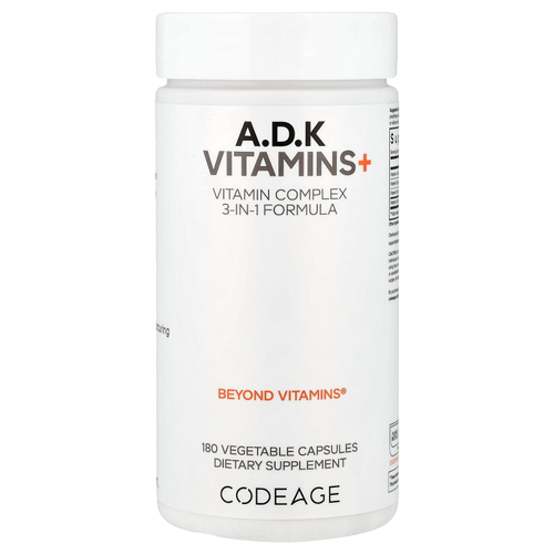 Codeage, витамины A, D, K+, 180 растительных капсул