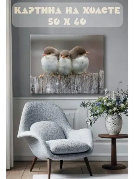 Картина на стену 40 X 50 Нахохлившиеся птицы
