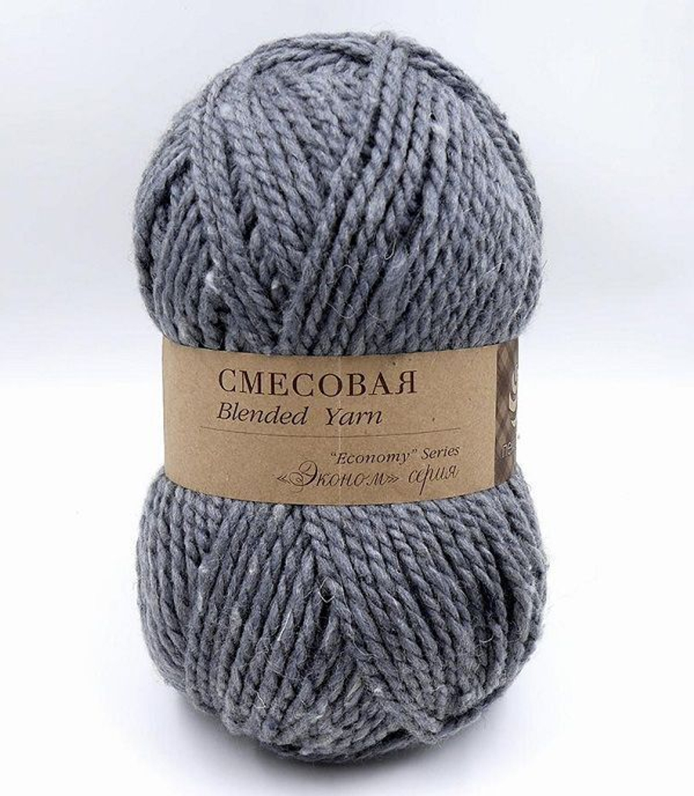 Смесовая пряжа Пехорка 30%шерсть 70%акрил 2х200г/200м 174 стальной