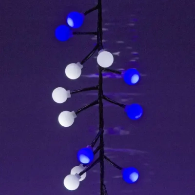 Гирлянда для дома Мишура 4 м, 200 ламп LED, d-1,4 см, черный пров, 8 реж, IP-40, Белый/Синий