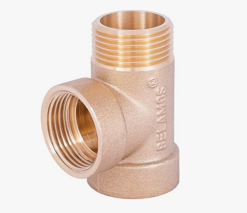 Тройник латунный 3WAY (3 ходовой 70 мм, 1", вн. - вн. - нар.)