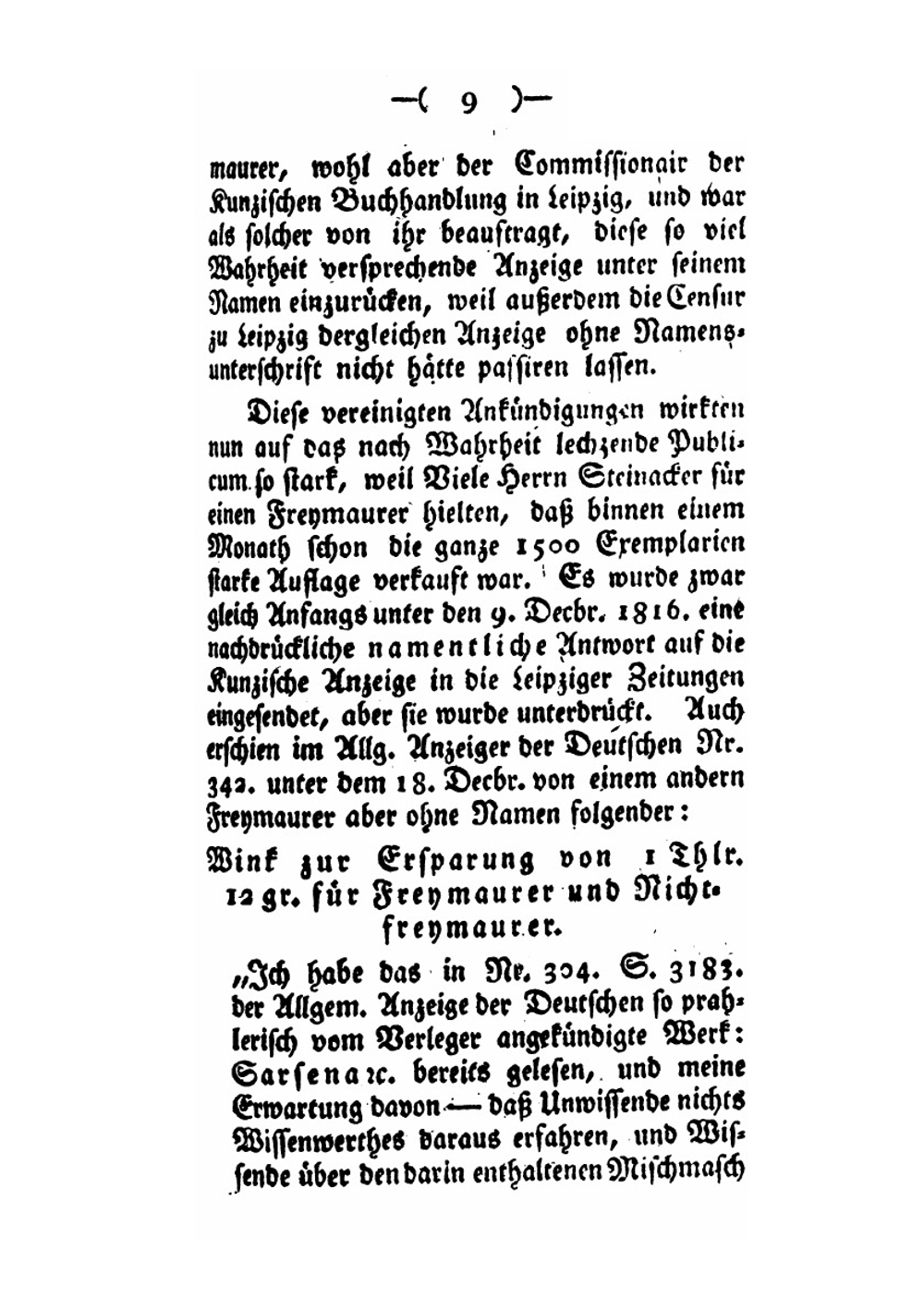 Sarsena. Oder, Der Vollkommene Baumeister, Enthaltend Die Geschichte Und Entstehung Des Freymaurerordens Und Die Verschiedenen Meinungen Darüber Rc | J.C.F. Gerlach