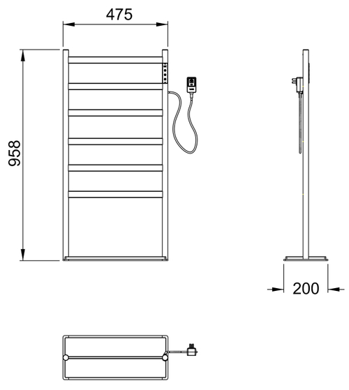 Полотенцесушитель электрический напольный WONZON & WOGHAND ESSEN, Брашированное золото (WW-A406-BG)