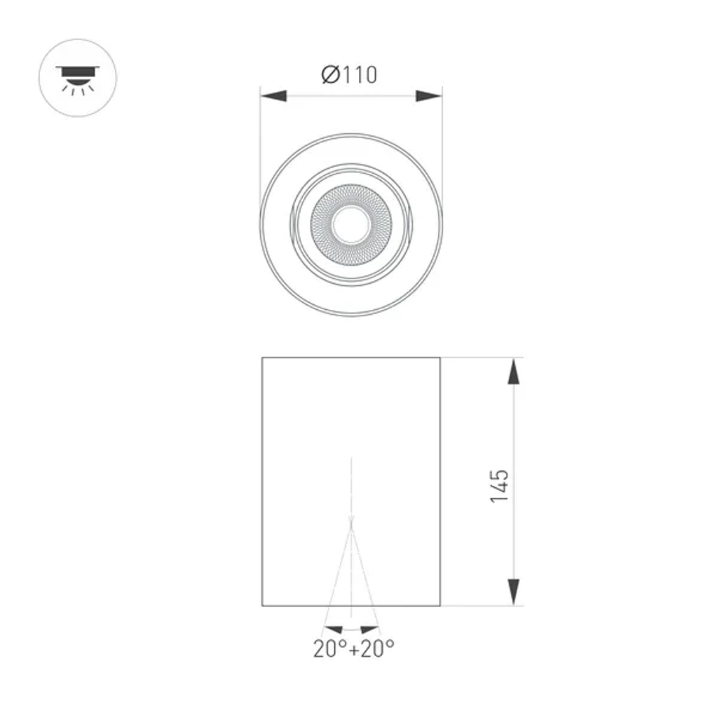 Светильник SP-FOCUS-R110-18W Day4000 (BK, 24 deg, 230V) (Arlight, IP54 Металл, 5 лет) 054813